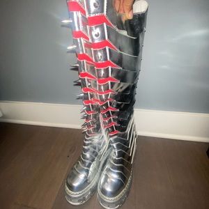at the knee metallic boots